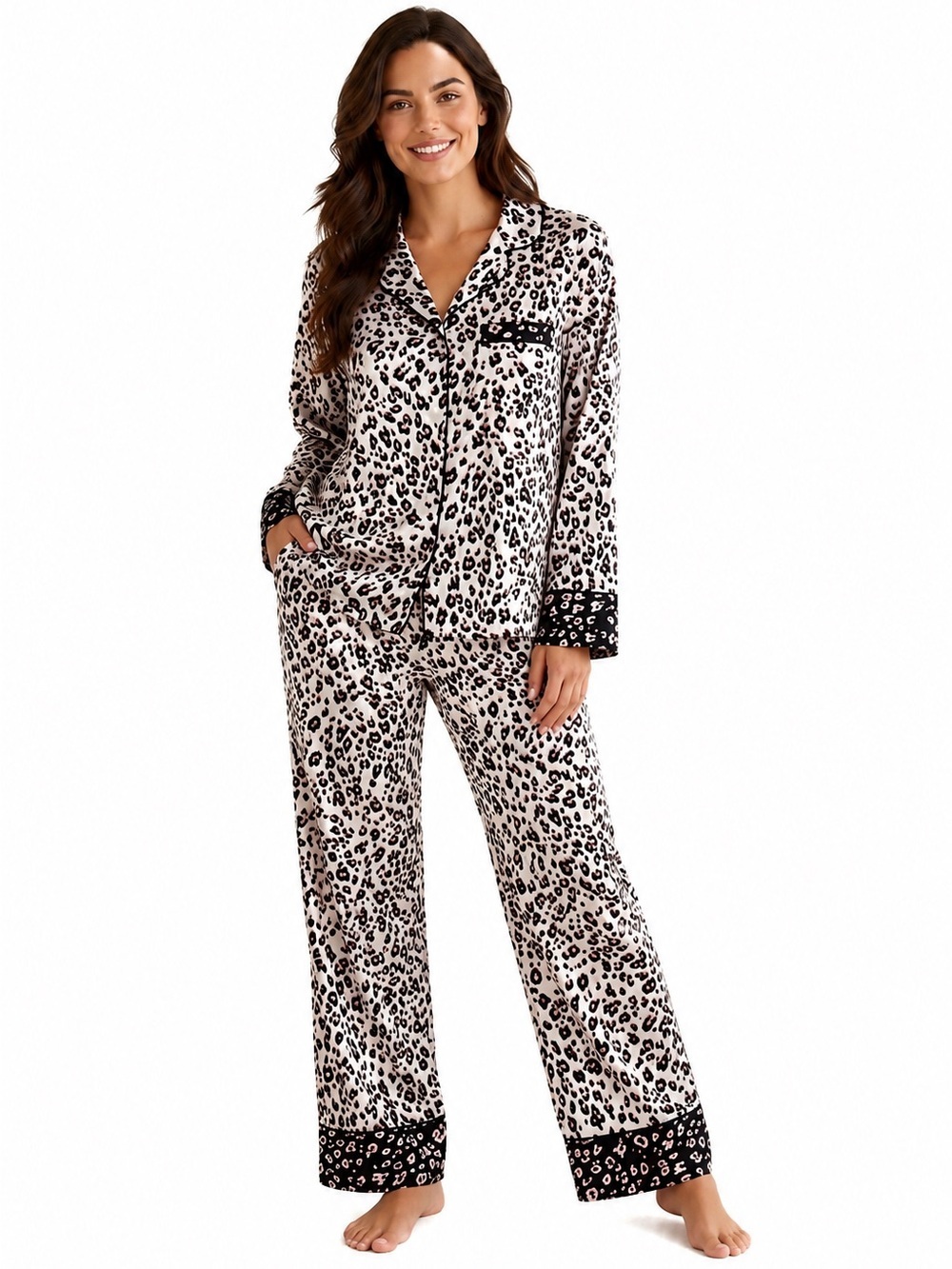 Victoria’s Secret Leopard Print Satin Pajama Set - Women's Sleepwear Small